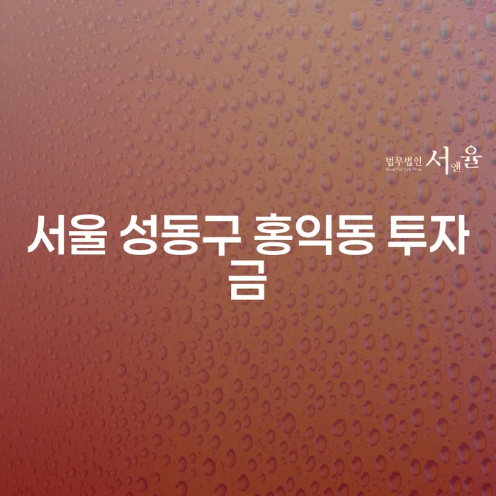 서울 성동구 홍익동 투자금이 필요한 이유는 무엇일까요?